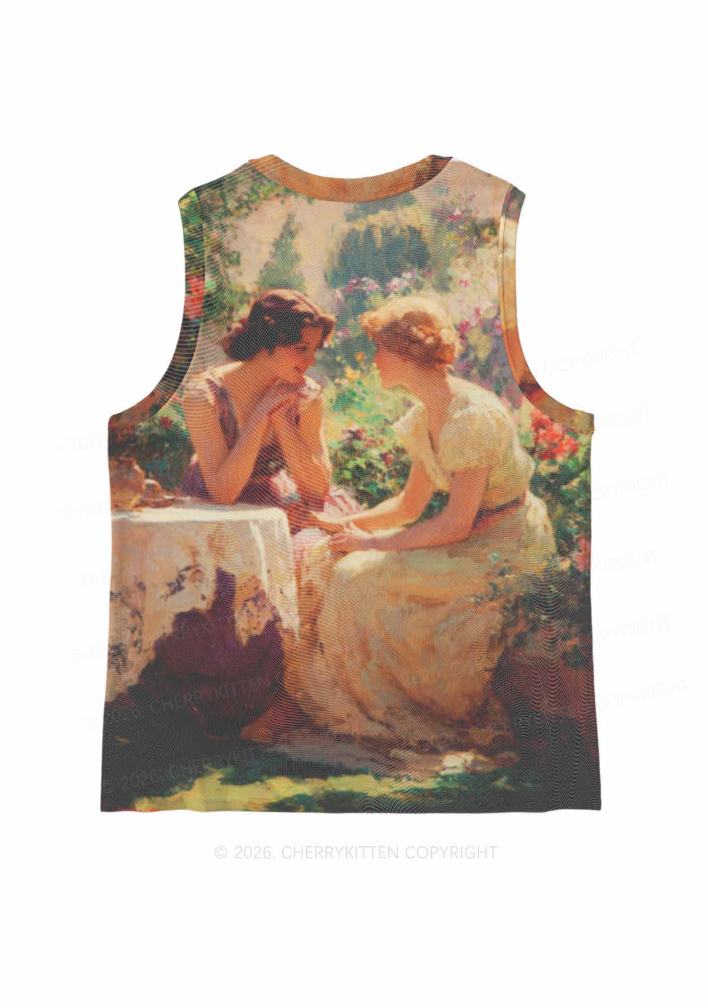 Garden Chat Pride Y2K Mesh Muscle Tank Cherrykitten