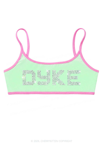 Rhinestone Dyke Pride Y2K Super Crop Cami Cherrykitten