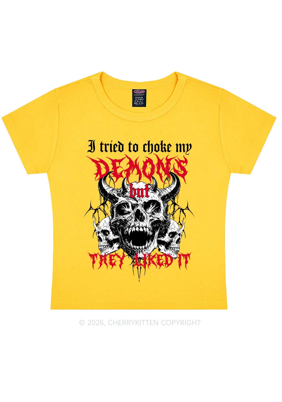 Halloween Choke My Demons Y2K Baby Tee Cherrykitten