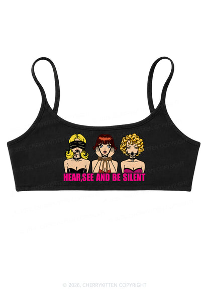 Hear See Be Silent Y2K Super Crop Cami Cherrykitten