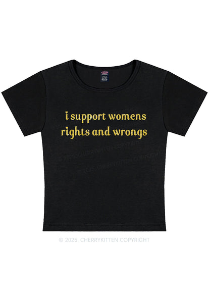 Glitter I Support Women Y2K Baby Tee Cherrykitten