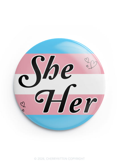 She Her Pride 1Pc Y2K Pin Badge Cherrykitten