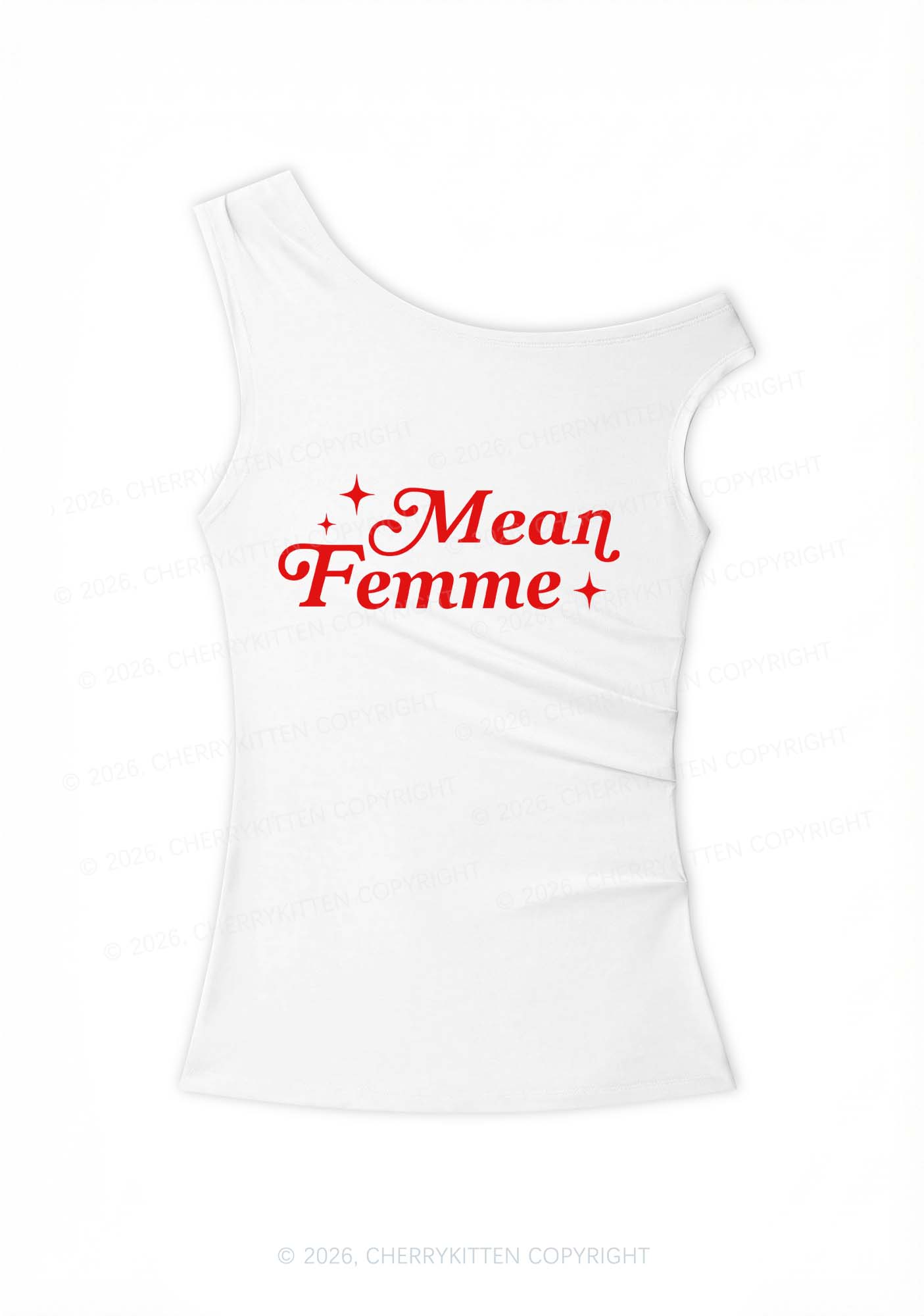 Mean Femme Pride Y2K Off Shoulder Tank Top Cherrykitten