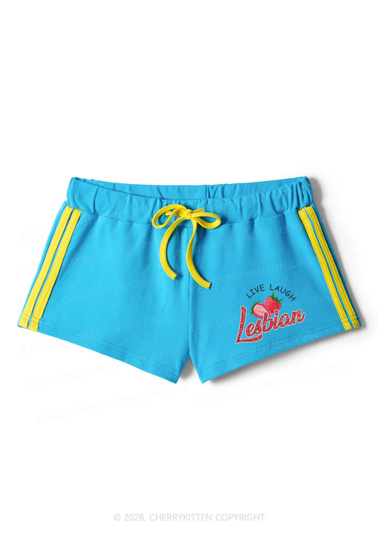 Live Laugh Lesbian Pride Y2K Drawstring Mini Shorts Cherrykitten