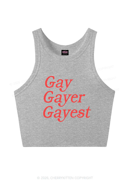 Gay Gayer Gayest Pride Y2K Crop Tank Top Cherrykitten