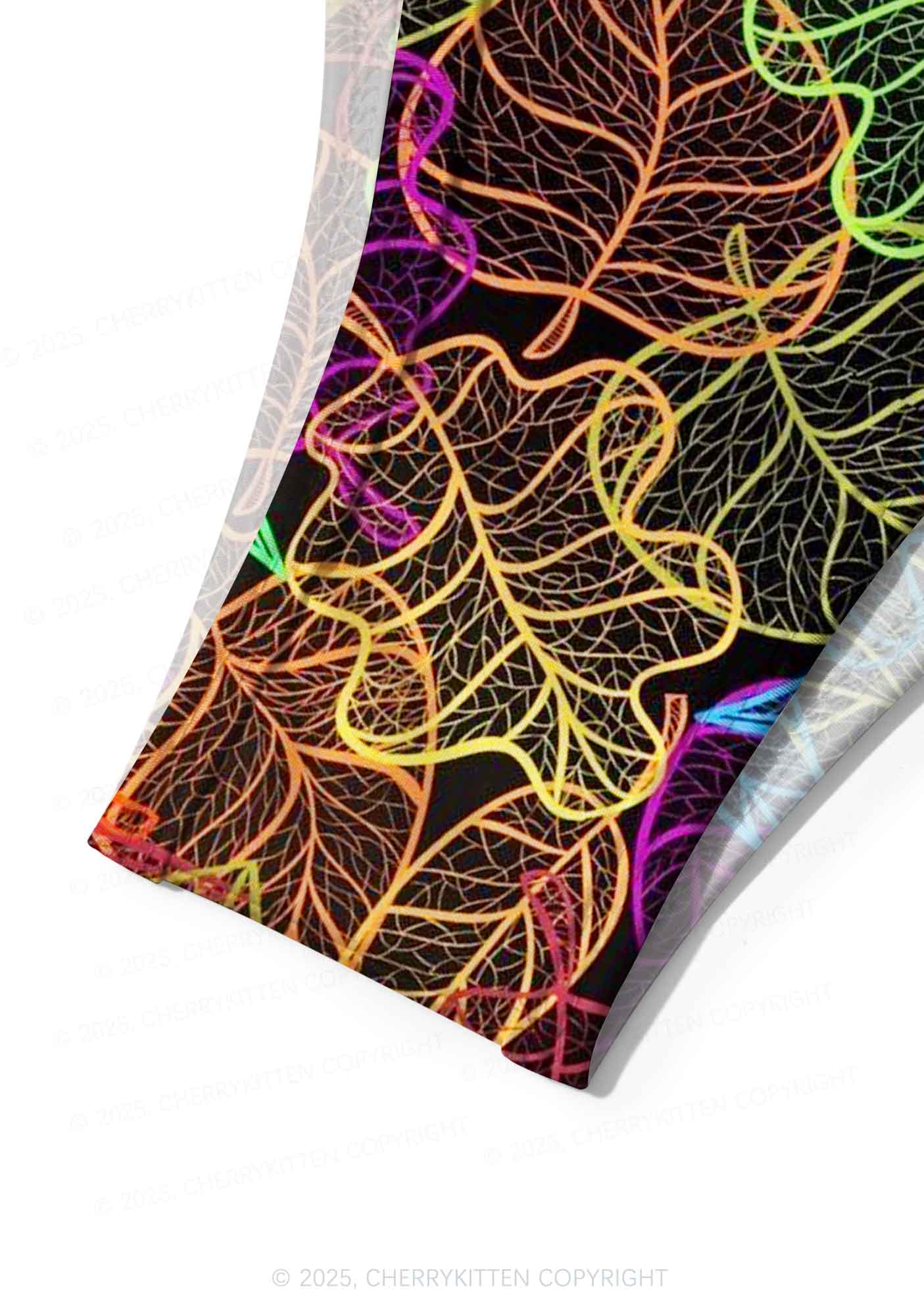 Rainbow Leaf Veins Y2K Print Bikini Set Cherrykitten