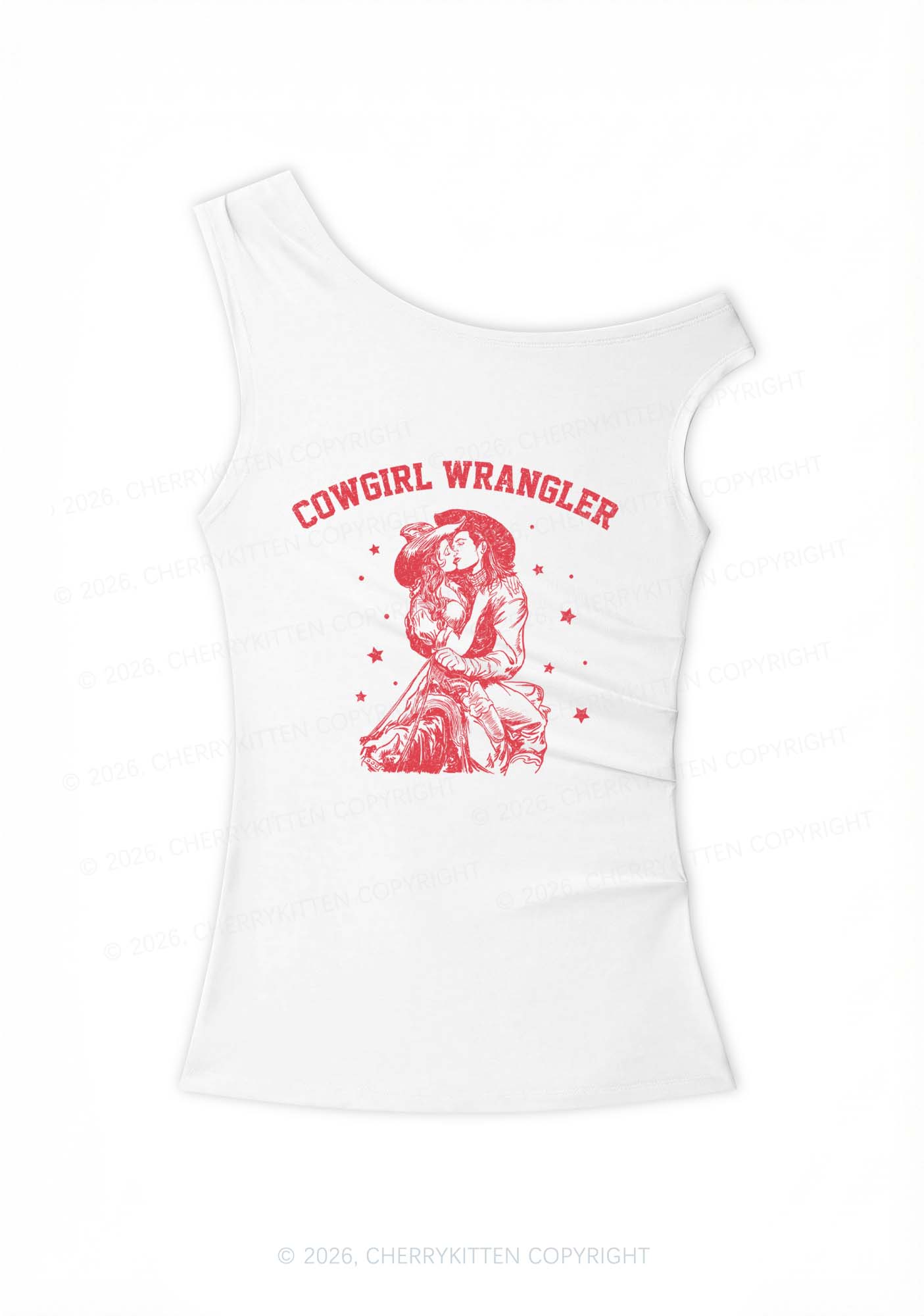 Cowgirl Wrangler Y2K Off Shoulder Tank Top Cherrykitten