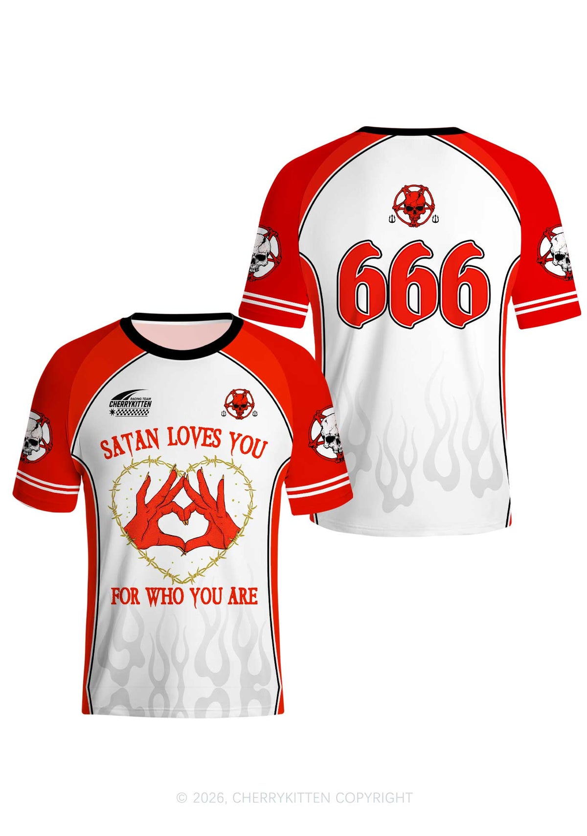 Halloween Satan Loves You Heart Y2K Football Jersey Shirts Cherrykitten