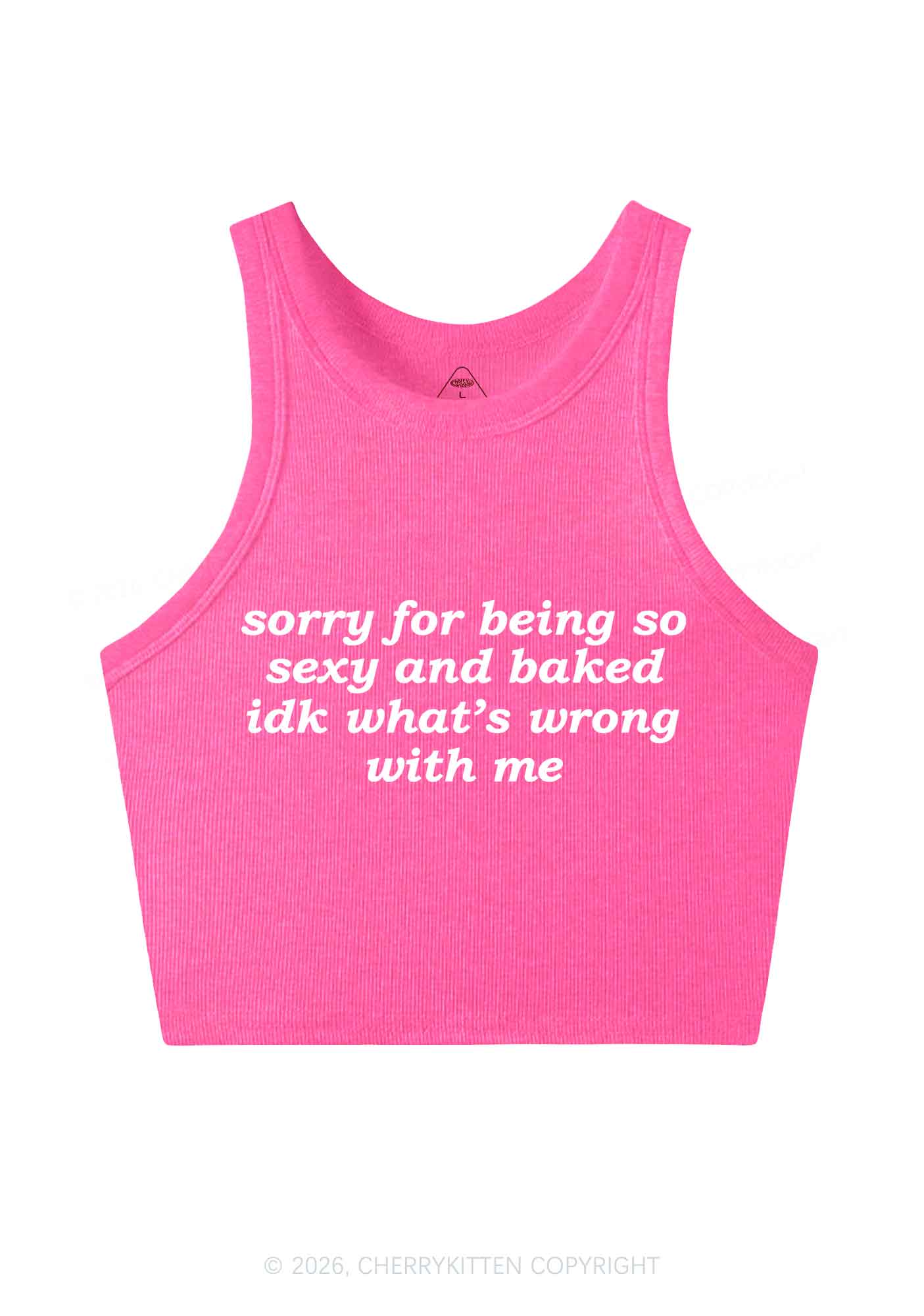 Sorry For Being So Baked Y2K Crop Tank Top Cherrykitten