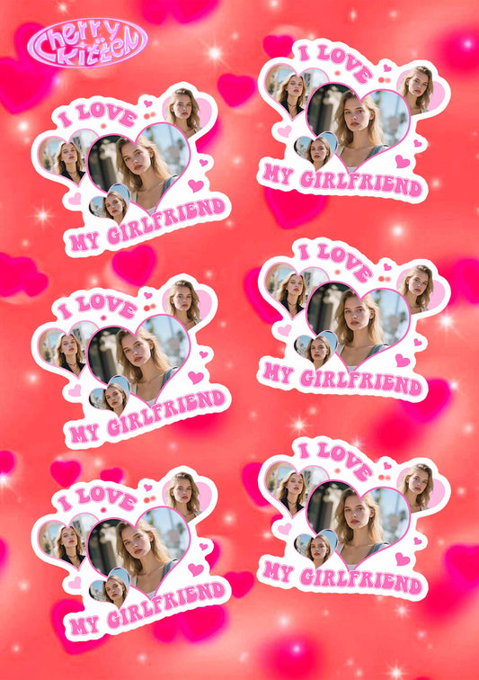 Custom I Love My GF Valentine's Day Y2K Sticker Cherrykitten