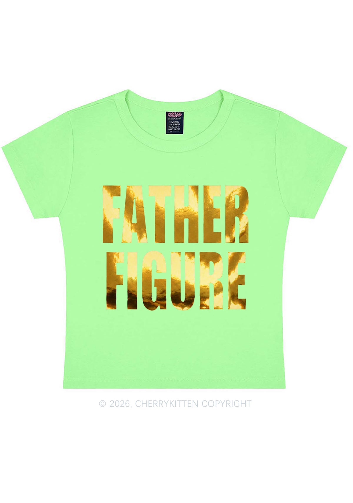 Father Figure Silver Foil Printed Y2K Baby Tee Cherrykitten