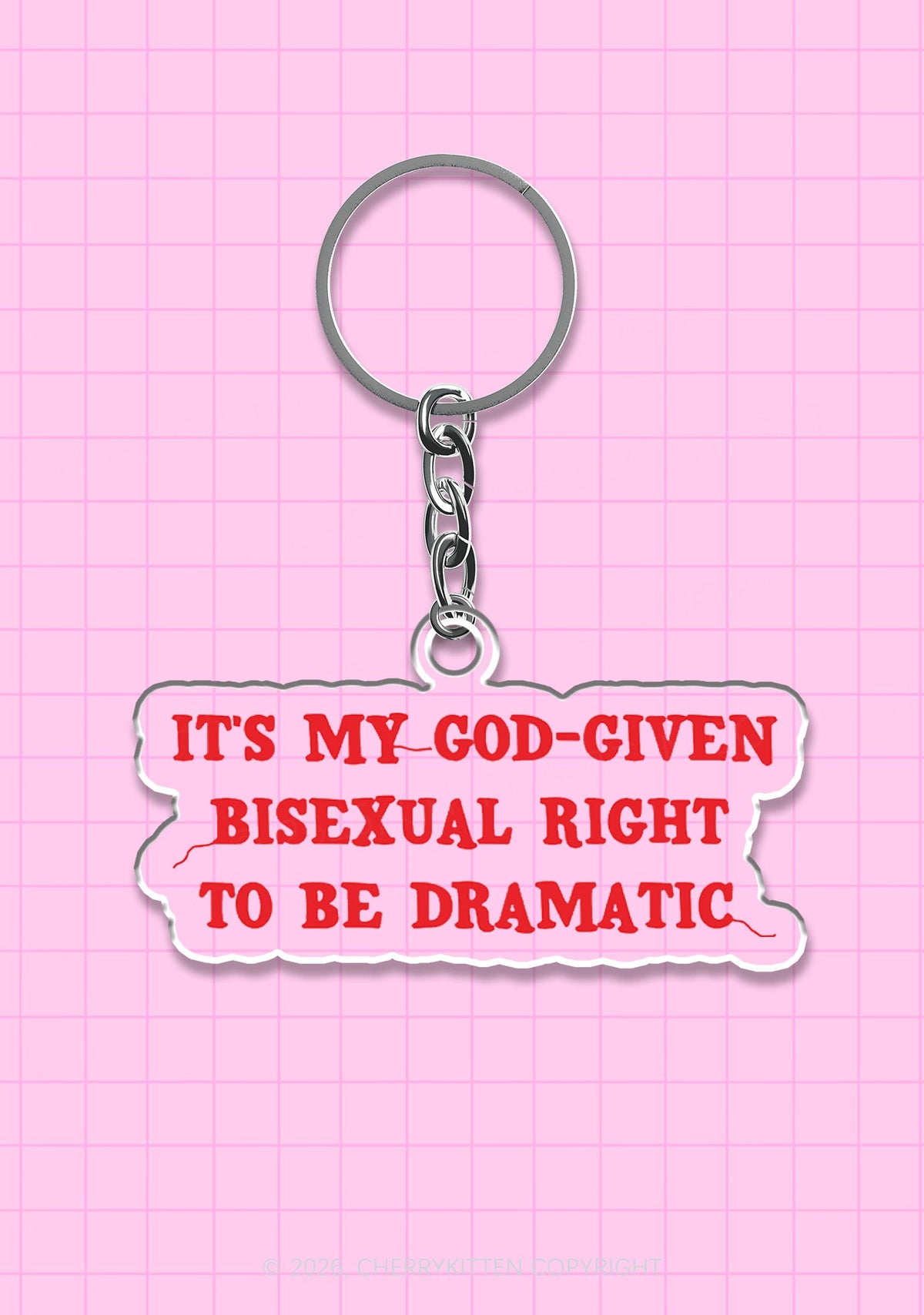 Red God Given Bisexual Right Pride 1Pc Y2K Keychain Cherrykitten