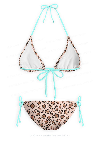 Mint Leopard Y2K Print Bikini Set Cherrykitten