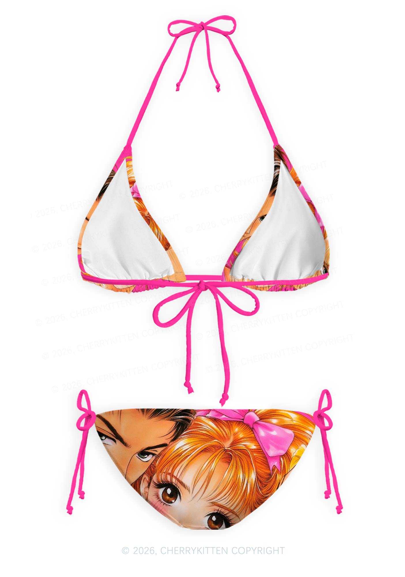 Love Triangle Y2K Print Bikini Set Cherrykitten