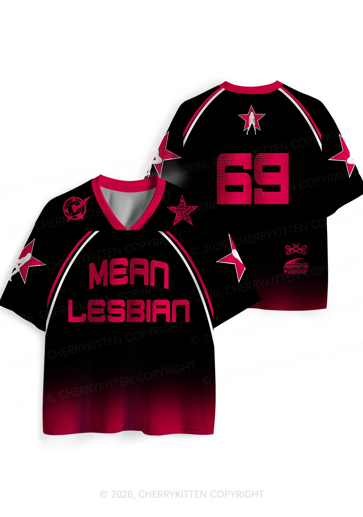 Black Mean Lesbian Pride Y2K Sport Jersey Shirts Cherrykitten