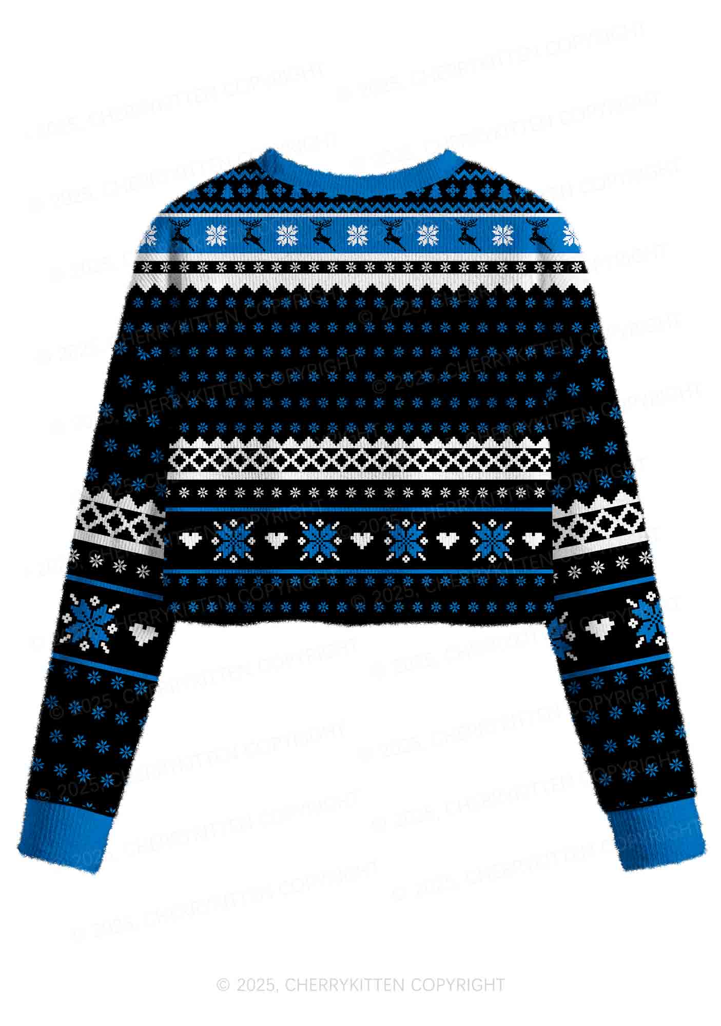 Black Faggot Pride Y2K Christmas Crop Knit Sweatshirt Cherrykitten