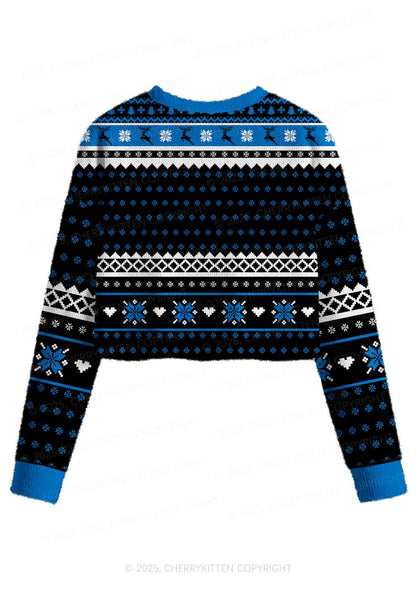 Black Faggot Pride Y2K Christmas Crop Knit Sweatshirt Cherrykitten