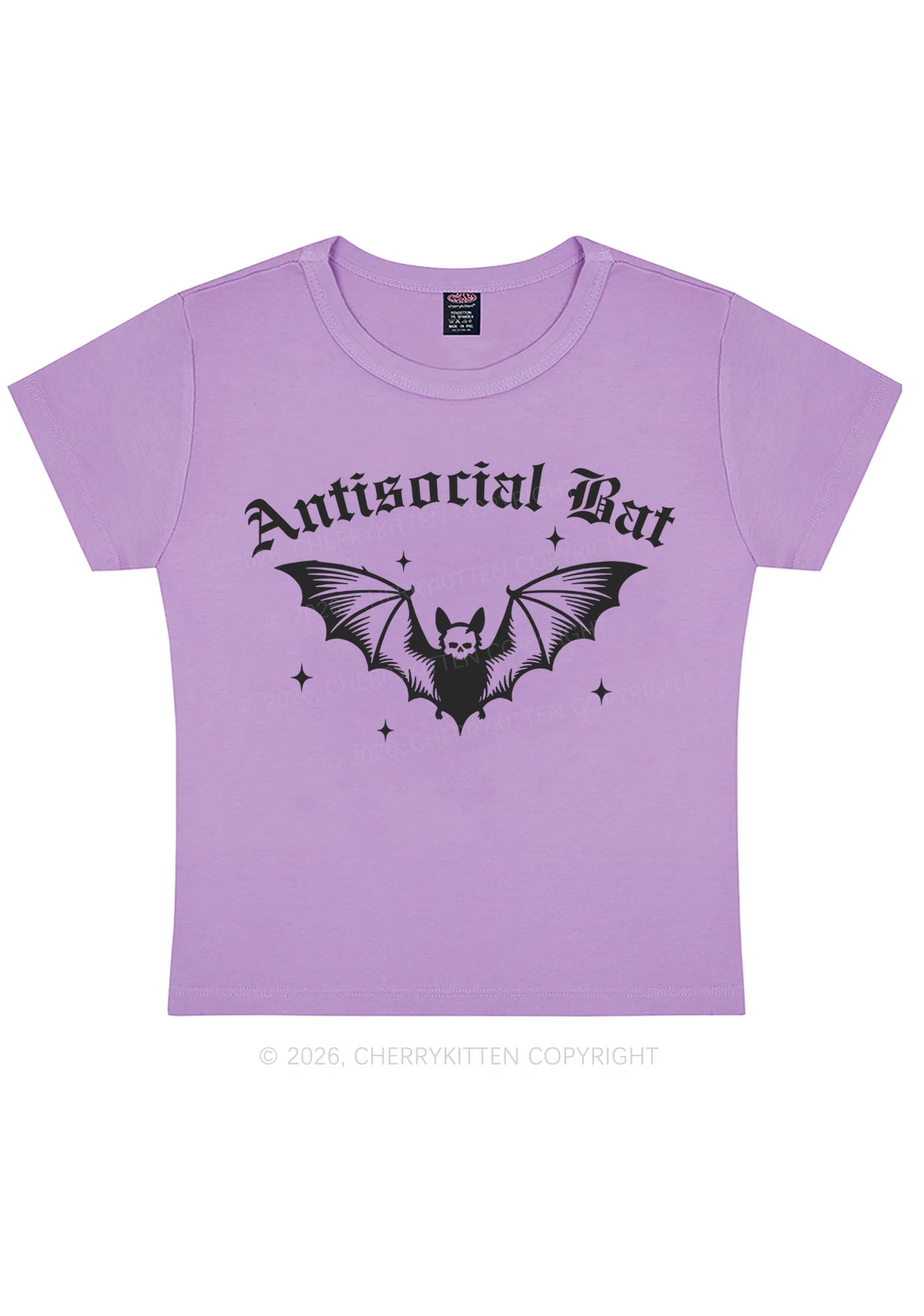 Halloween Antisocial Bat Y2K Baby Tee Cherrykitten