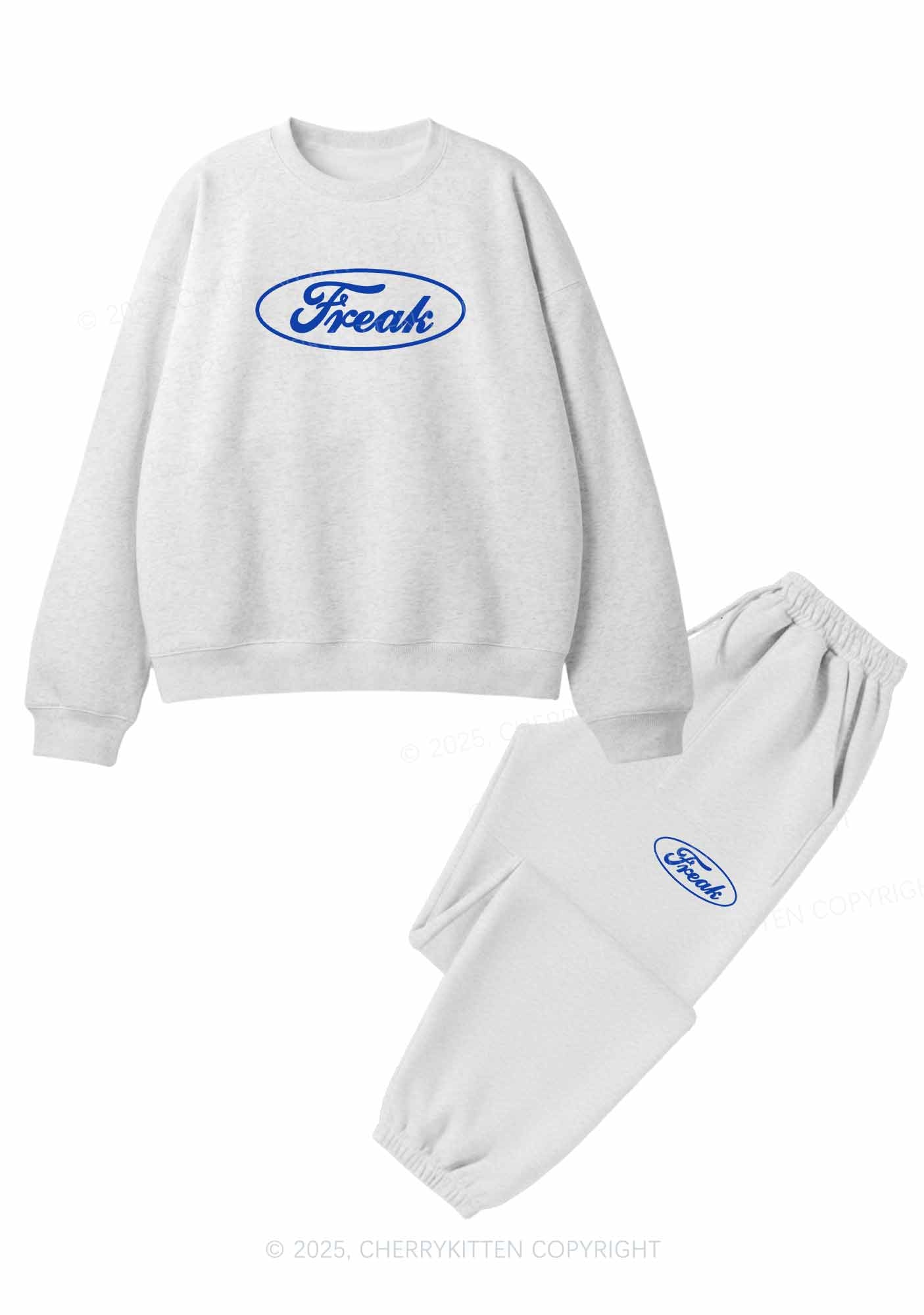 Oval Freak Y2K Fleece Sweatshirts Set Cherrykitten