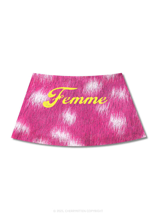 Femme And Rosy Fur Y2K Print Mini Skirt Cherrykitten