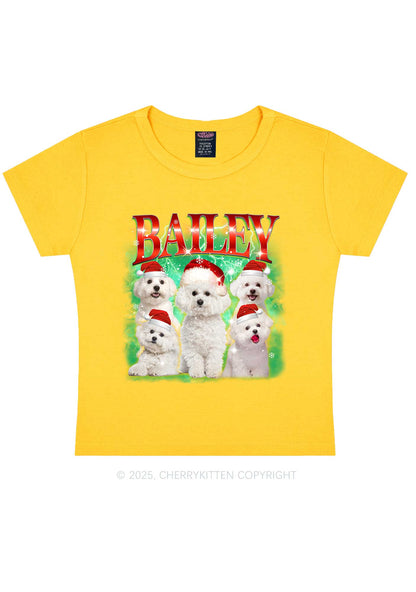 Custom Christmas Puppy Y2K Baby Tee Cherrykitten