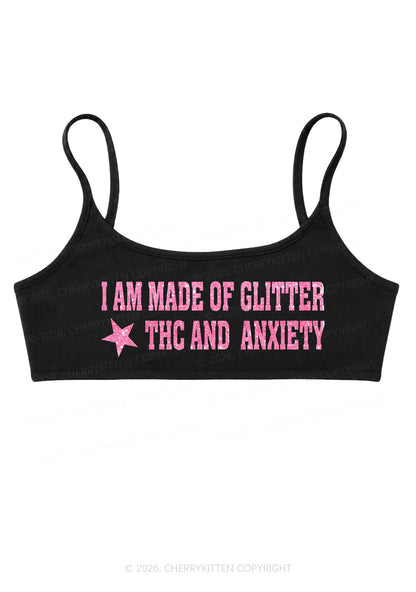 Made Of Glitter Thc Anxiety Y2K Super Crop Cami Cherrykitten