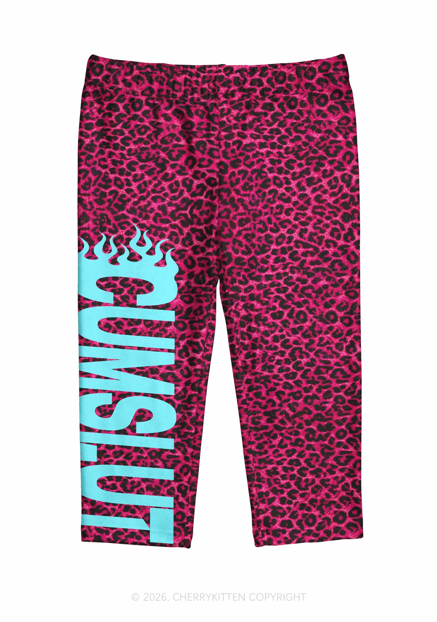 Cxmslxt Hot Pink Leopard Y2K Print Capri Pants Cherrykitten