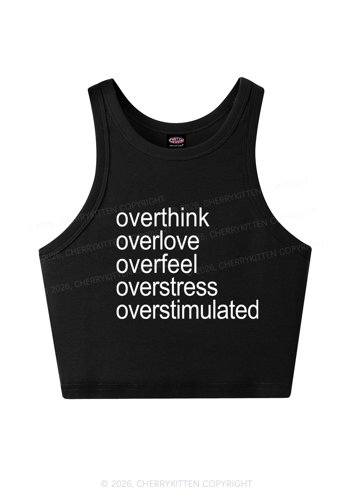 Overstimulated Slogan Y2K Crop Tank Top Cherrykitten