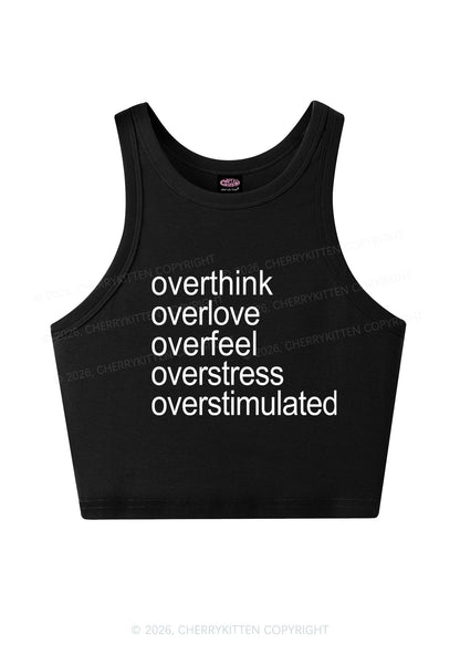 Overstimulated Slogan Y2K Crop Tank Top Cherrykitten