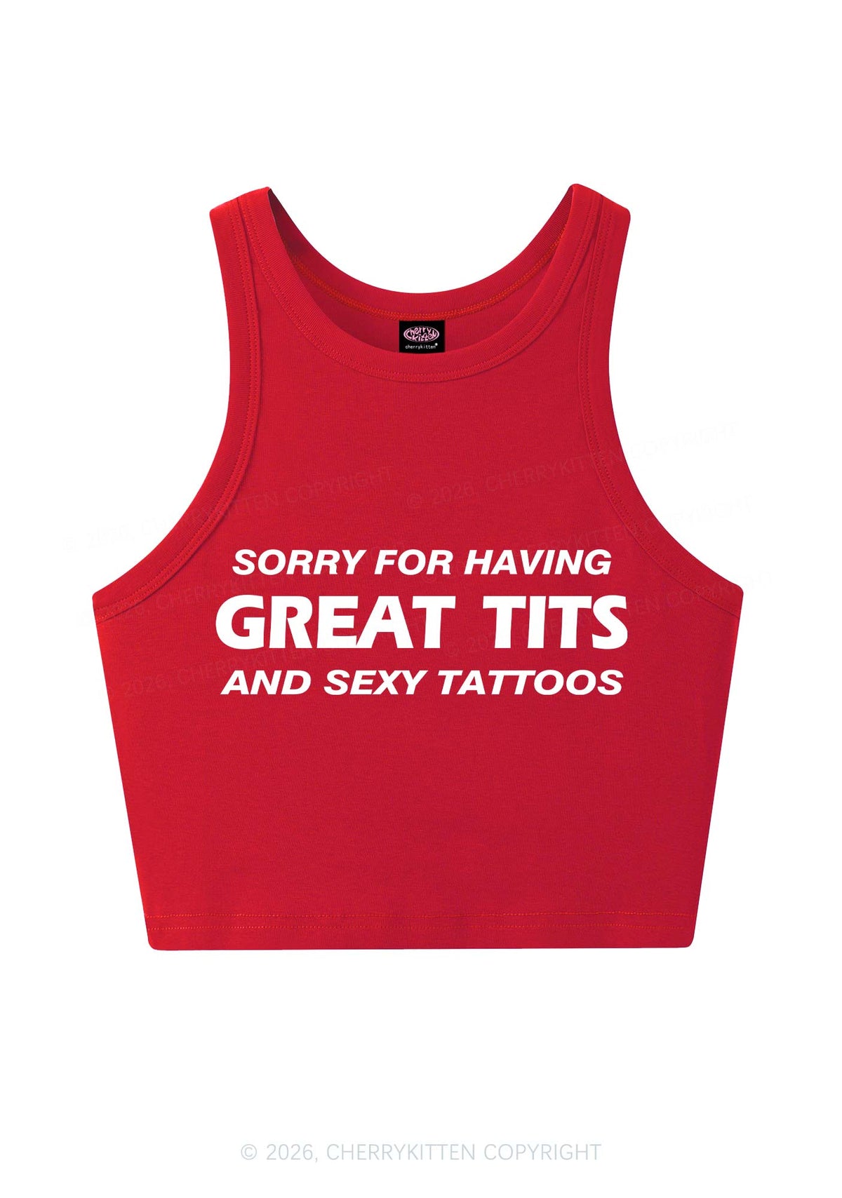 Sorry For Great Txts And Sexy Tattoos Y2K Crop Tank Top Cherrykitten