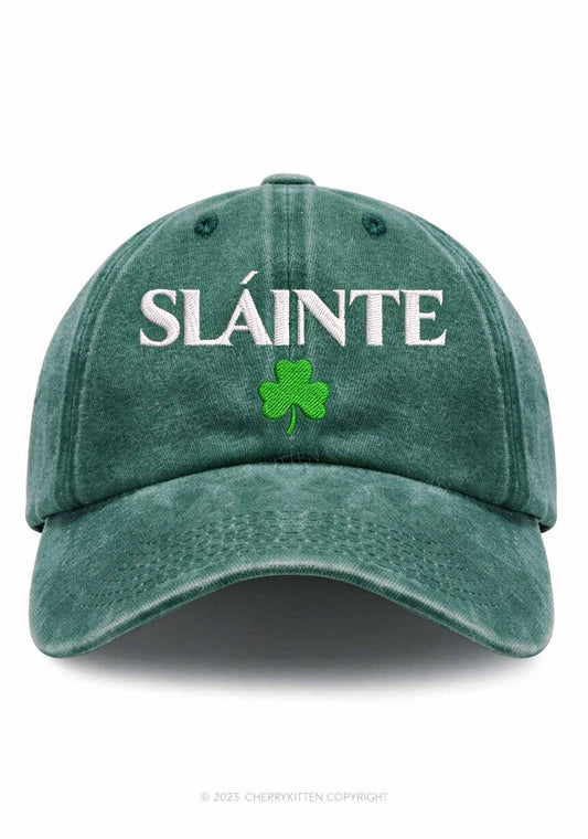 Embroidered Slainte St Patricks Y2K Washed Baseball Cap Cherrykitten