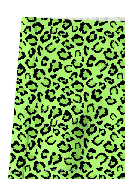 Fluorescent Green Leopard St Patricks Y2K Print Gym Shorts Cherrykitten