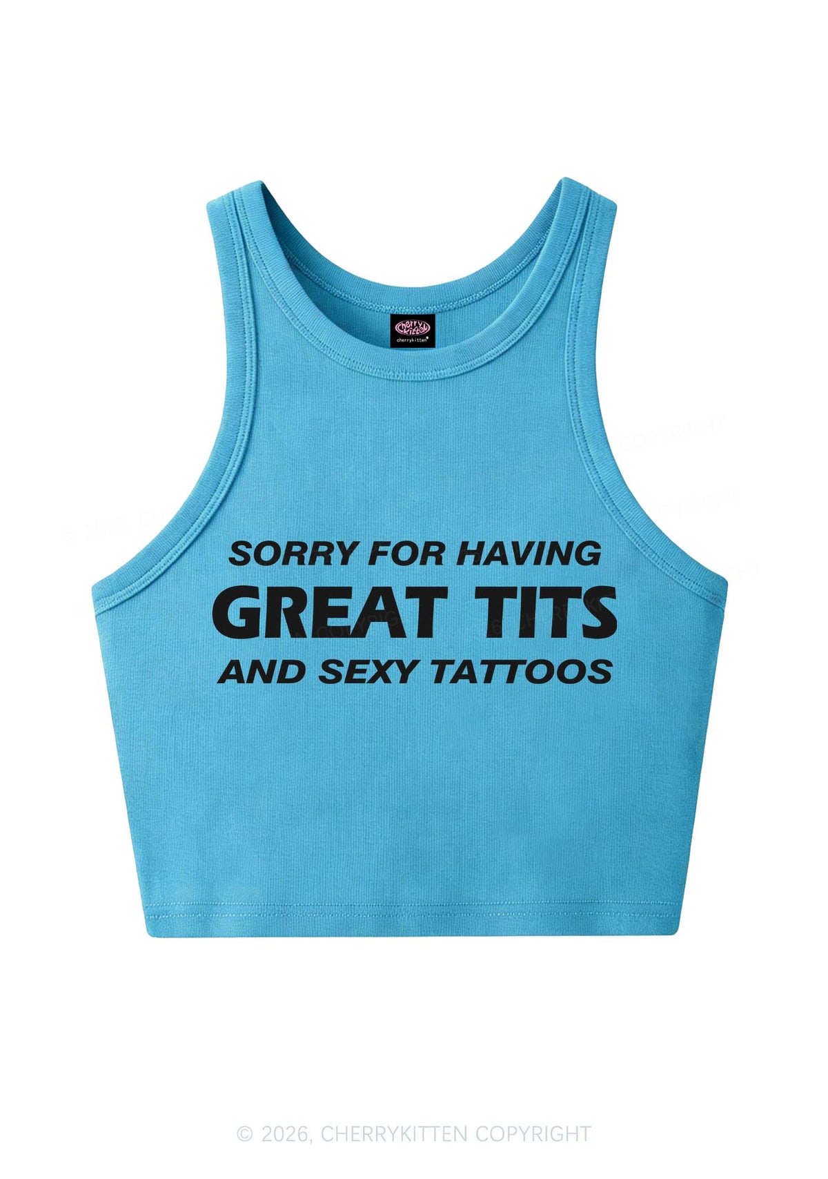 Sorry For Great Txts And Sexy Tattoos Y2K Crop Tank Top Cherrykitten
