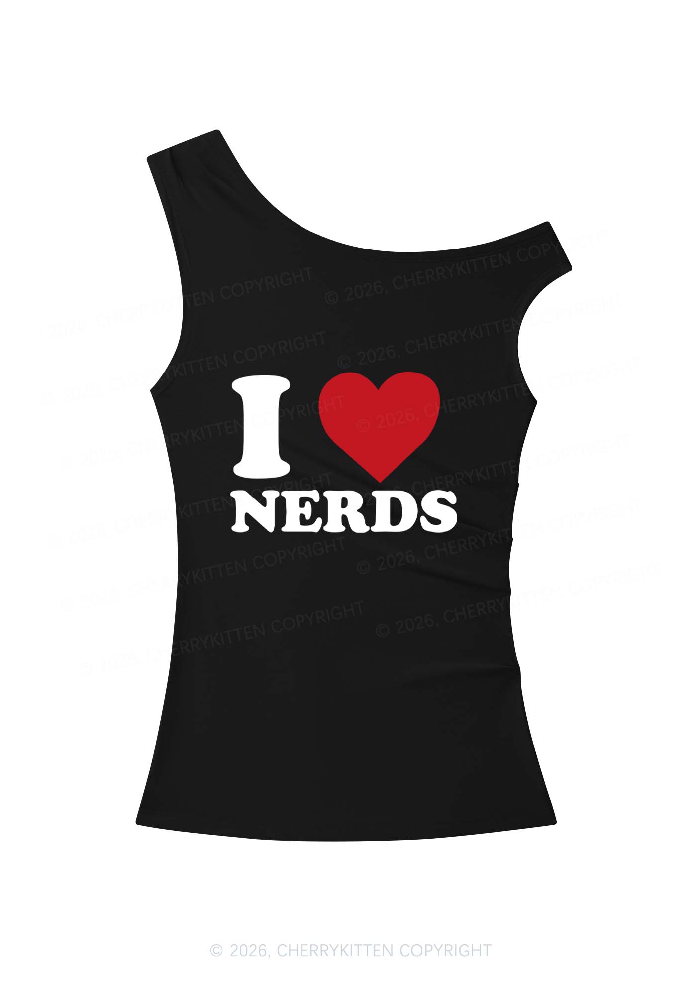 I Love Nerds Y2K Off Shoulder Tank Top Cherrykitten