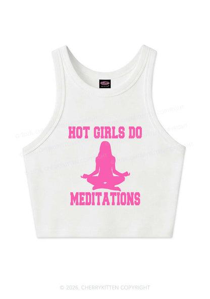 Hot Girls Do Meditations Y2K Crop Tank Top Cherrykitten