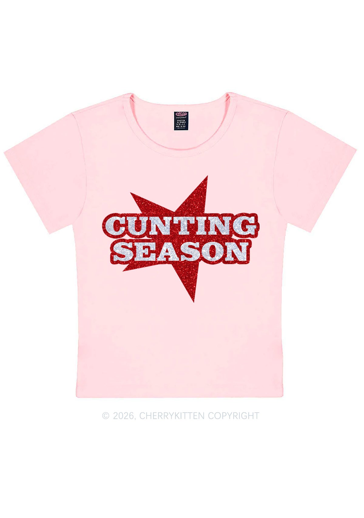 Glitter Cxxting Season Y2K Baby Tee Cherrykitten