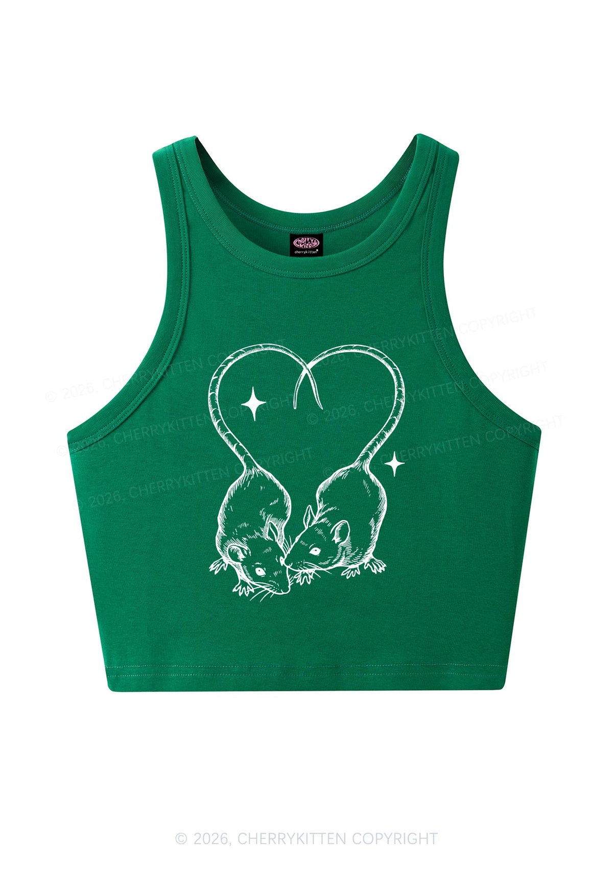 Two Rats Heart Tail Y2K Crop Tank Top Cherrykitten