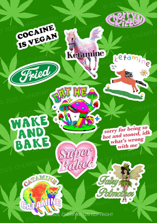 Cherrykitten Smoke Art Y2K Stickers Pack Of 10