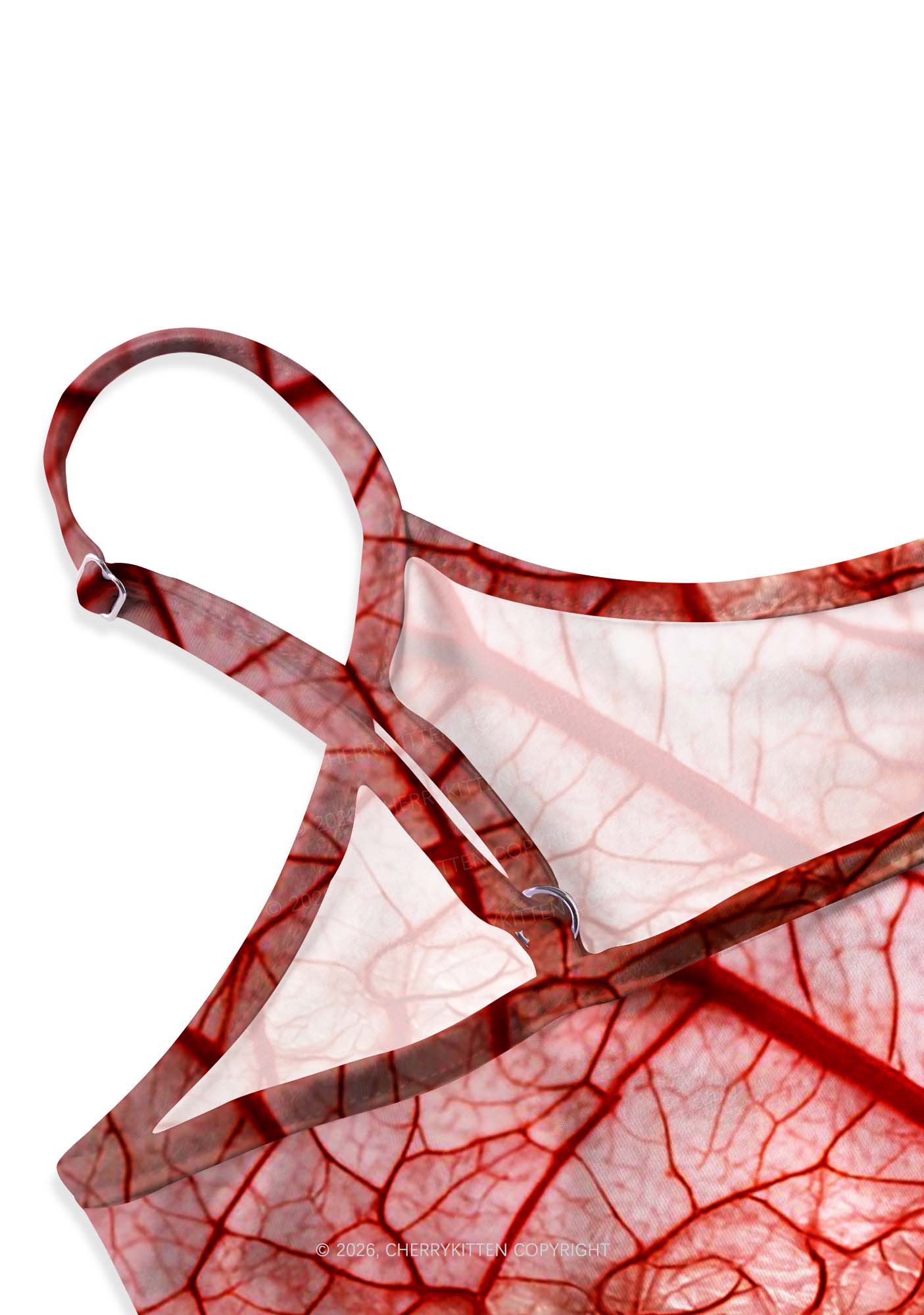 Halloween Red Blood Vessel Y2K Print Slip Dress Cherrykitten