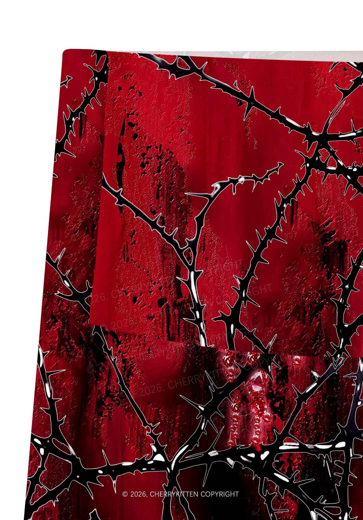 Thorned Ruby Y2K Print Gym Shorts Cherrykitten