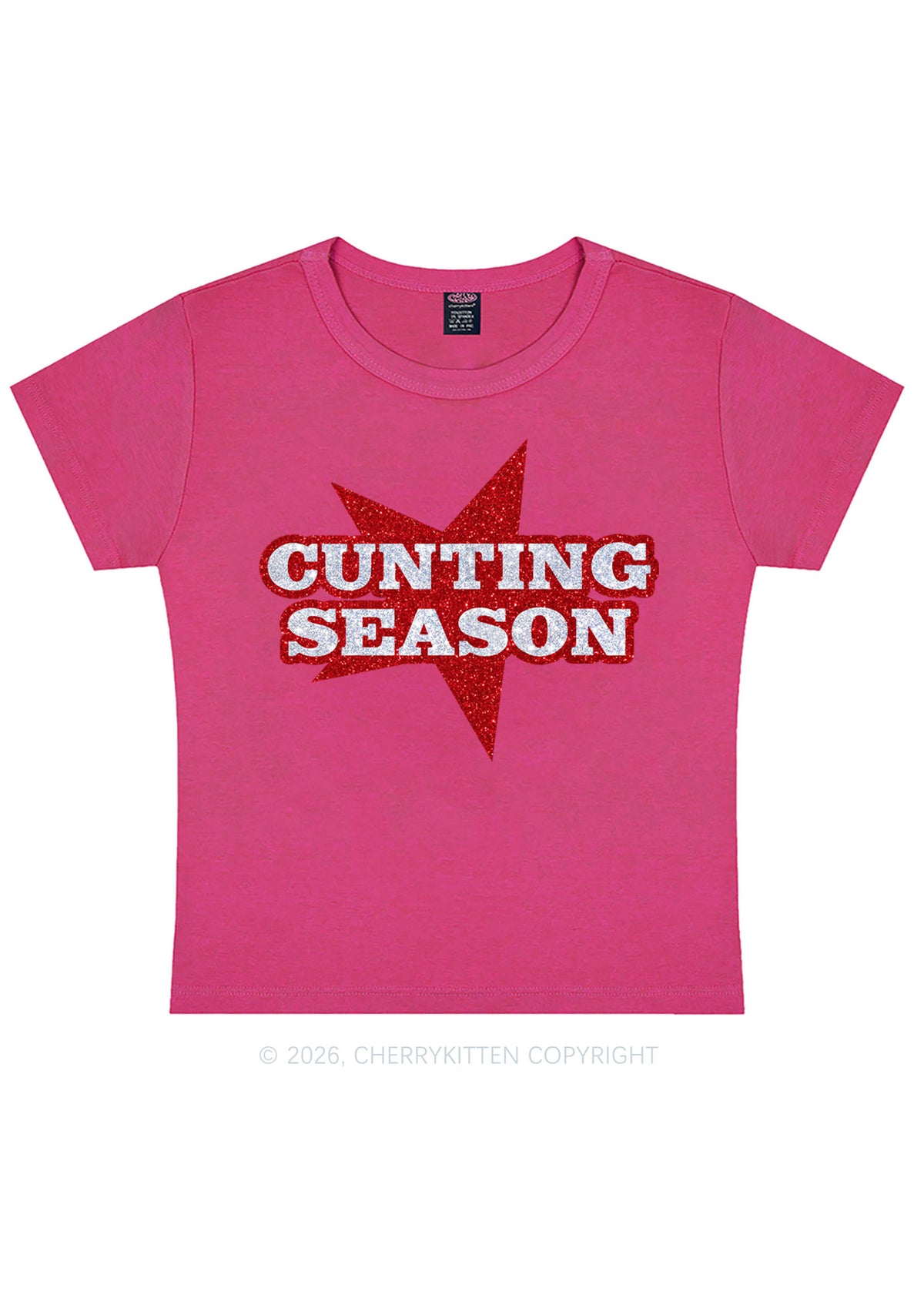 Glitter Cxxting Season Y2K Baby Tee Cherrykitten