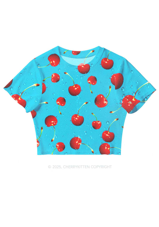 Fresh Cherry Y2K Mesh Crop Top Cherrykitten