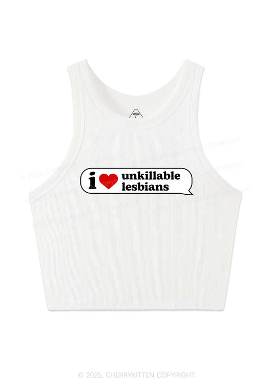 I Love Unkillable Lesbians Pride Y2K Crop Tank Top Cherrykitten