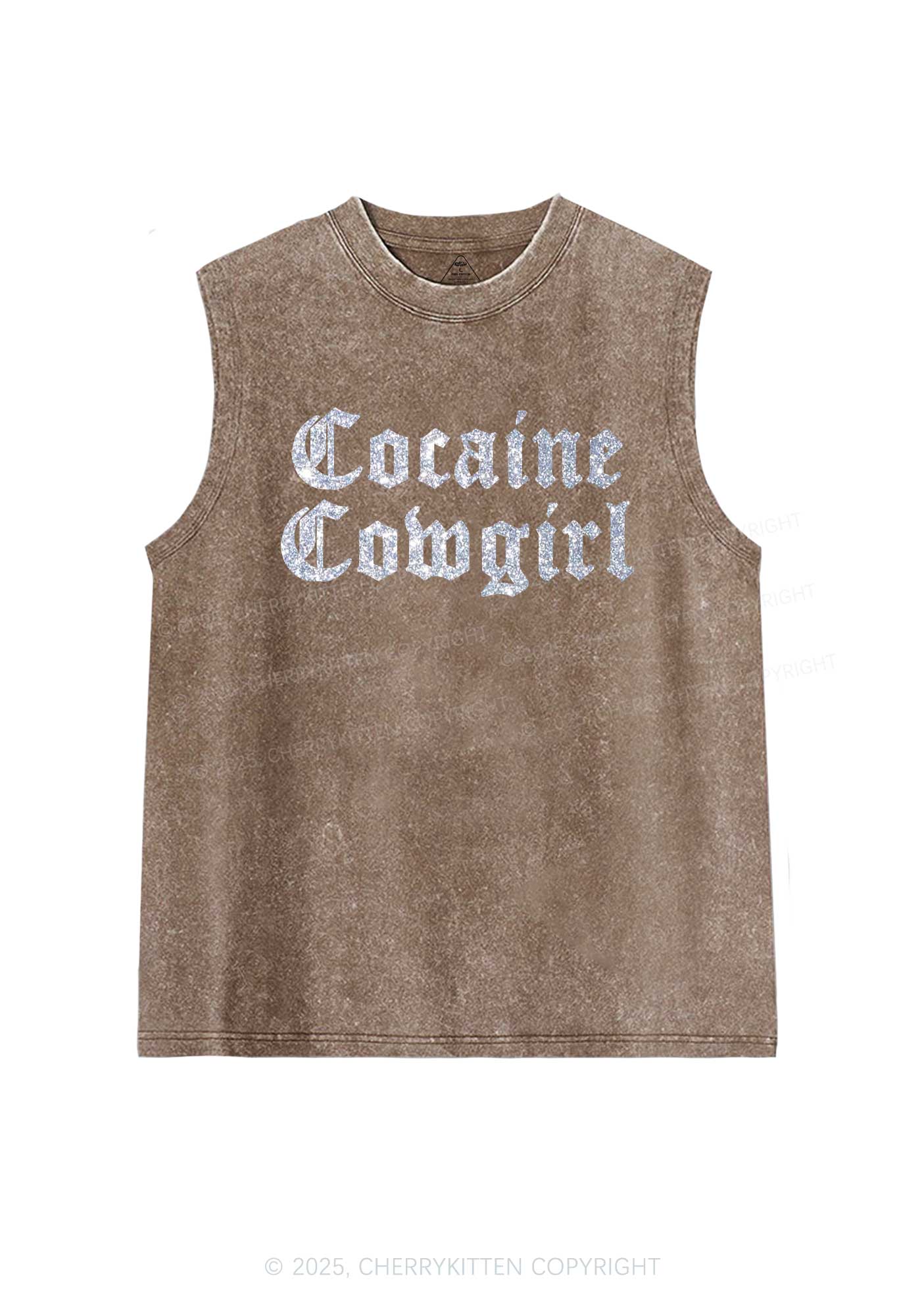 Glitter Cola Cowgirl Y2K Washed Muscle Tank Cherrykitten