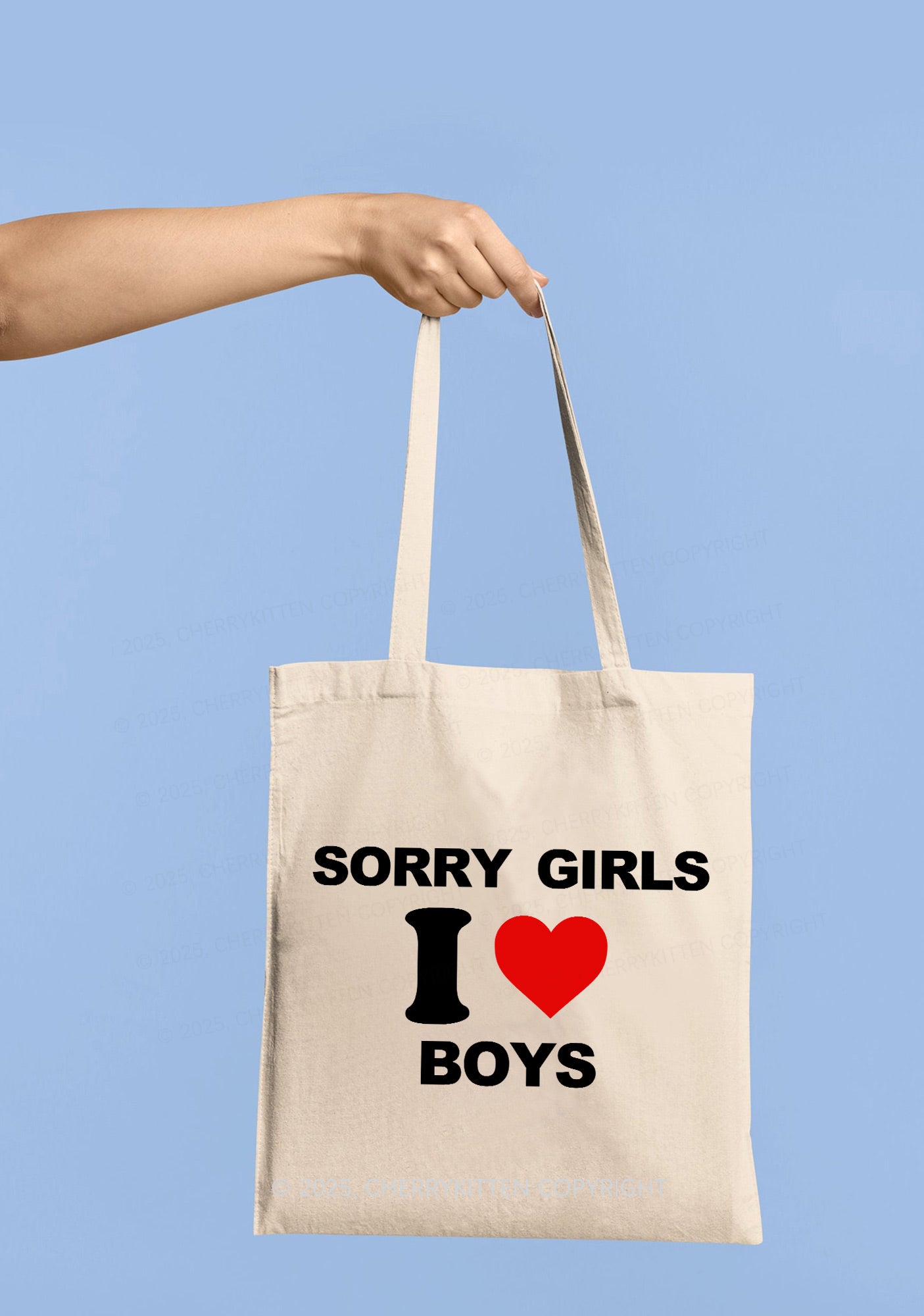 Sorry Girls I Love Boys Pride Y2K Canvas Tote Bag Cherrykitten