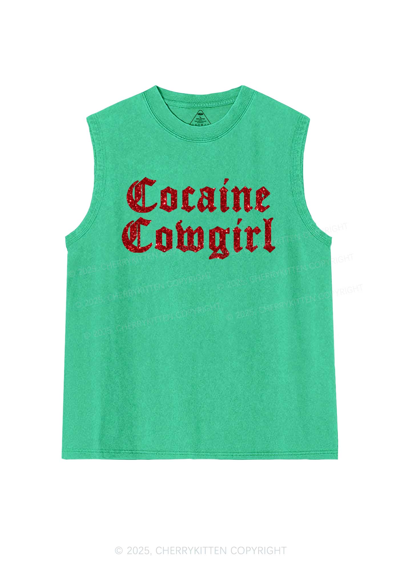 Glitter Cola Cowgirl Y2K Washed Muscle Tank Cherrykitten