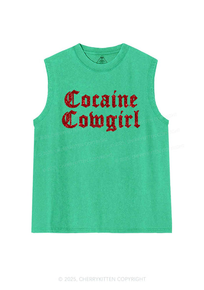 Glitter Cola Cowgirl Y2K Washed Muscle Tank Cherrykitten
