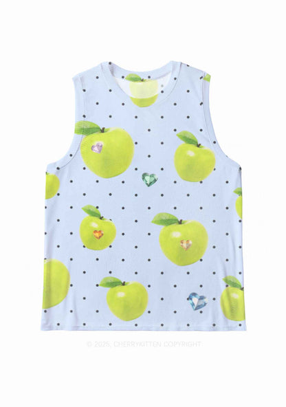 Chic Green Apple Y2K Mesh Muscle Tank Cherrykitten