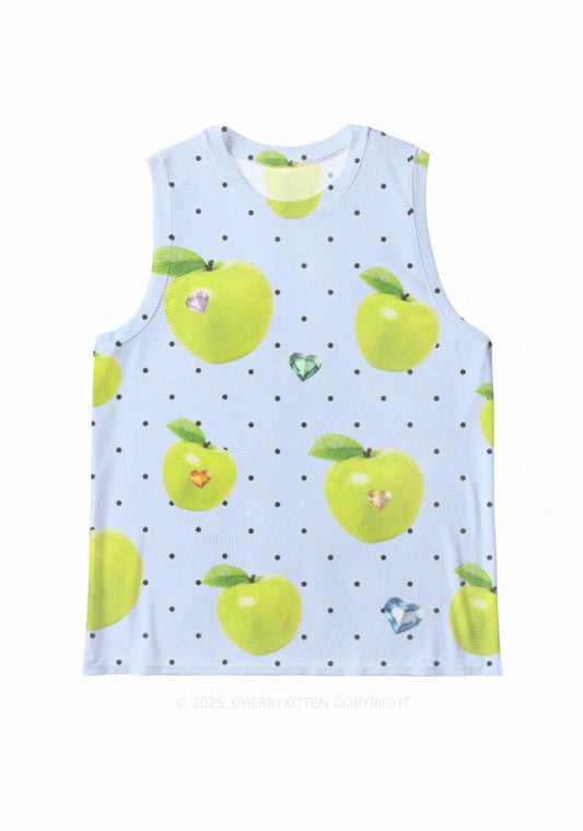 Chic Green Apple Y2K Mesh Muscle Tank Cherrykitten
