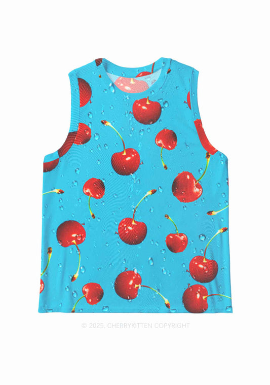 Fresh Cherry Y2K Mesh Muscle Tank Cherrykitten